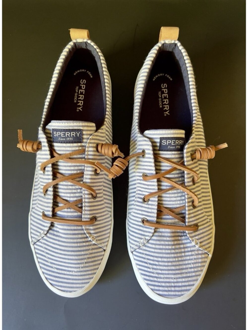 Sperry Top-Sider Crest Vibe Chambray Stripe Women Sneaker Size 12 NWOT STS87600